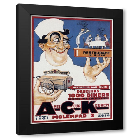 Cooks: Amst Coop Keuken Black Modern Wood Framed Art Print with Double Matting by Bouchet, Camille