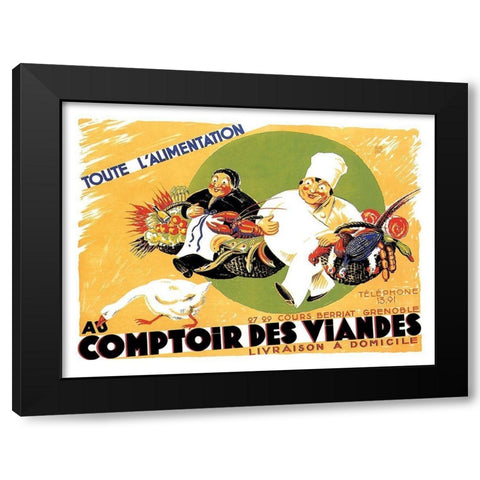 Cooks: Au Comptoir des Viandes Black Modern Wood Framed Art Print with Double Matting by Advertisement