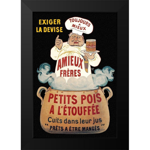 Cooks: Amieux Freres - Petits Pois a lEtouffee Black Modern Wood Framed Art Print by Oge, Eugene