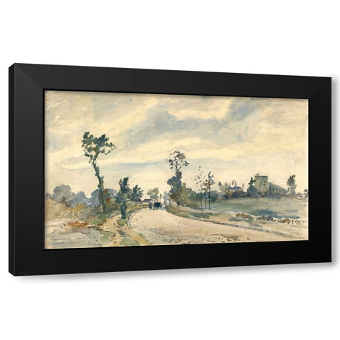 Louveciennes, Route de Saint-Germain Black Modern Wood Framed Art Print with Double Matting by Pissarro, Camille
