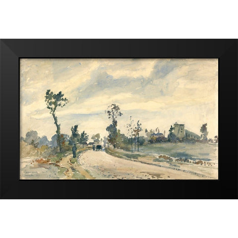 Louveciennes, Route de Saint-Germain Black Modern Wood Framed Art Print by Pissarro, Camille