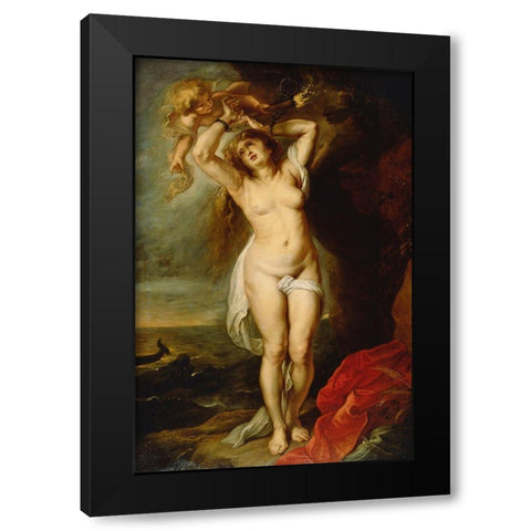 Andromeda Black Modern Wood Framed Art Print by Rubens, Peter Paul