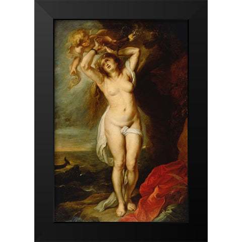 Andromeda Black Modern Wood Framed Art Print by Rubens, Peter Paul