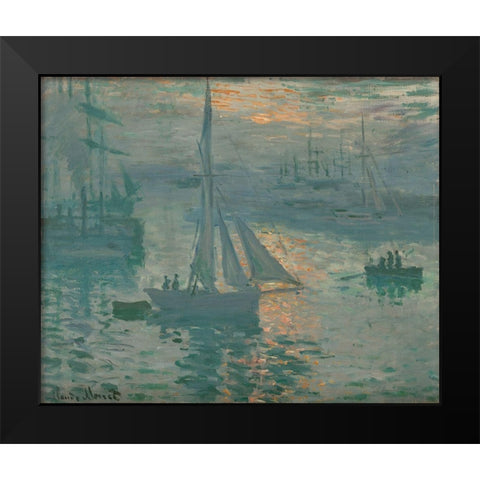 Sunrise (Marine) Black Modern Wood Framed Art Print by Monet, Claude