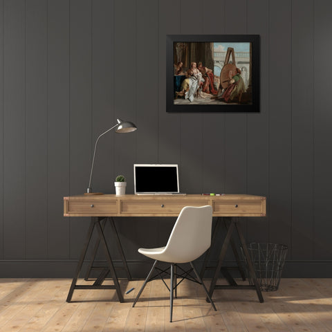 Alexander the Great and Campaspe in the Studio of Apelles Black Modern Wood Framed Art Print by Tiepolo, Giovanni Battista