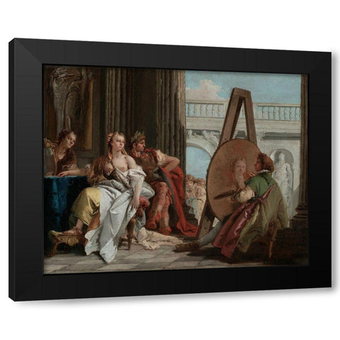 Alexander the Great and Campaspe in the Studio of Apelles Black Modern Wood Framed Art Print with Double Matting by Tiepolo, Giovanni Battista