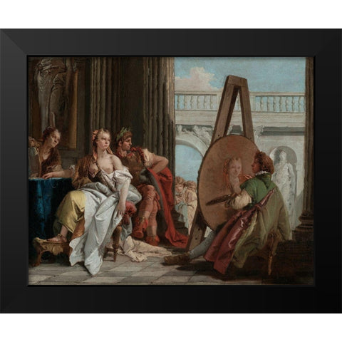Alexander the Great and Campaspe in the Studio of Apelles Black Modern Wood Framed Art Print by Tiepolo, Giovanni Battista