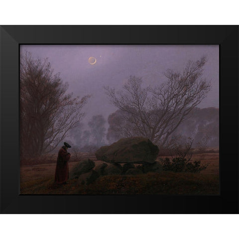 A Walk at Dusk Black Modern Wood Framed Art Print by Friedrich, Caspar David