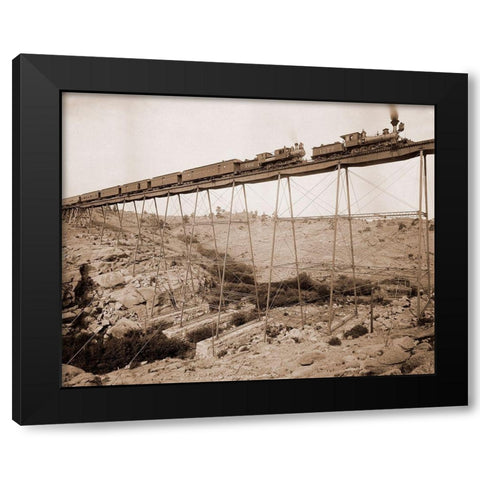 Dale Creek Bridge, Wyoming, Union Pacific Railway, 1885 Black Modern Wood Framed Art Print by Jackson, William Henry
