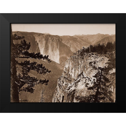 First View of the Valley, Yosemite, California, about 1866 Black Modern Wood Framed Art Print by Watkins, Carleton