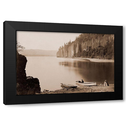 Cape Horn, Columbia River, Oregon, 1867 Black Modern Wood Framed Art Print by Watkins, Carleton