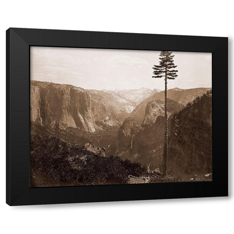 Yosemite Valley from the Best General View, 1866 Black Modern Wood Framed Art Print by Watkins, Carleton