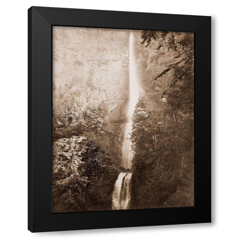 Multnomah Falls, Columbia River, Oregon, 2500 feet., 1867 Black Modern Wood Framed Art Print with Double Matting by Watkins, Carleton
