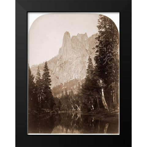 Sentinel (View of the Valley) 3270 ft. Yosemite, California, 1861 Black Modern Wood Framed Art Print by Watkins, Carleton