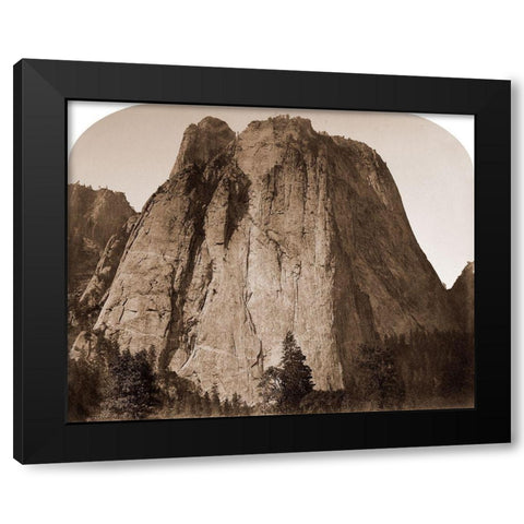 Cathedral Rock - Yosemite, California, 1861 Black Modern Wood Framed Art Print with Double Matting by Watkins, Carleton