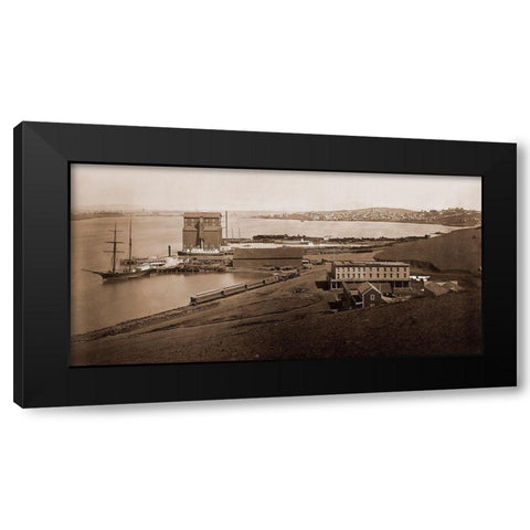 City of Vallejo, California, from South Vallejo, 1870 Black Modern Wood Framed Art Print by Watkins, Carleton