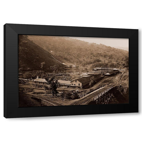Smelting Works, New Almaden, Santa Clara, California, 1863 Black Modern Wood Framed Art Print by Watkins, Carleton