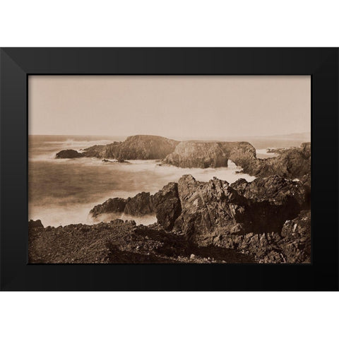 Coast View off Mendocino, California, 1863 Black Modern Wood Framed Art Print by Watkins, Carleton