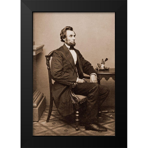 President Abraham Lincoln, Washington D.C., 1865 Black Modern Wood Framed Art Print by Brady, Mathew B.