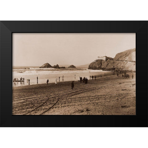 The Cliff House, San Francisco, about 1879-1880 Black Modern Wood Framed Art Print by Watkins, Carleton