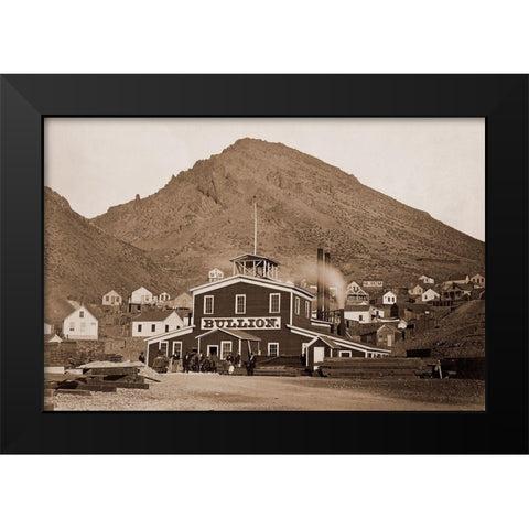 The Bullion Mine, Virginia City, Nevada, 1880 Black Modern Wood Framed Art Print by Watkins, Carleton