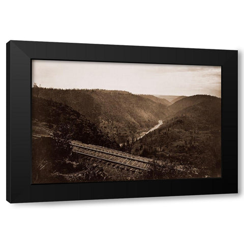 Cape Horn, C.P.R.R., Nevada County, California, about 1880 Black Modern Wood Framed Art Print by Watkins, Carleton