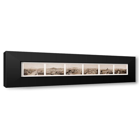 Six-part Panorama of San Francisco, 1855-1856 Black Modern Wood Framed Art Print with Double Matting by Watkins, Carleton