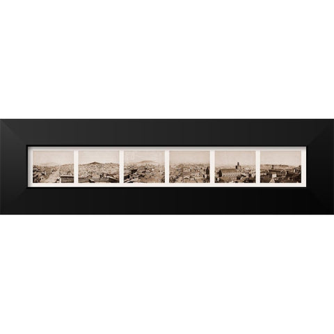 Six-part Panorama of San Francisco, 1855-1856 Black Modern Wood Framed Art Print by Watkins, Carleton