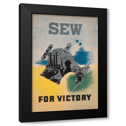 Sew for victory Black Modern Wood Framed Art Print with Double Matting by WPA