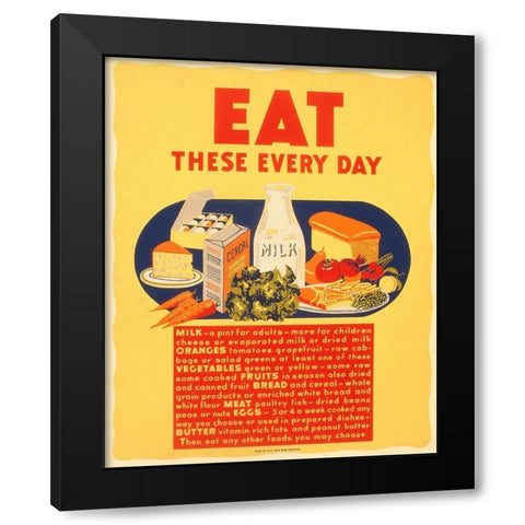 Eat these every day Black Modern Wood Framed Art Print with Double Matting by WPA