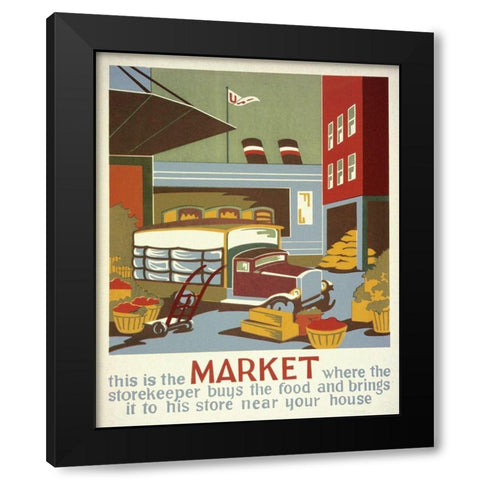 This is the market where the storekeeper buys the food Black Modern Wood Framed Art Print by WPA
