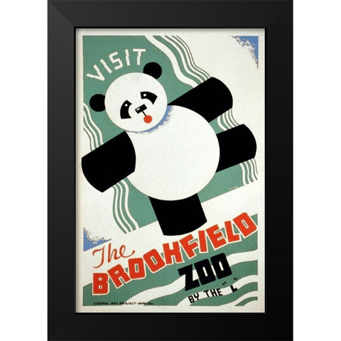 Visit the Brookfield Zoo by the L - Panda Black Modern Wood Framed Art Print by Gregg, Arlington