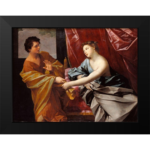 Joseph and Potiphars Wife Black Modern Wood Framed Art Print by Reni, Guido