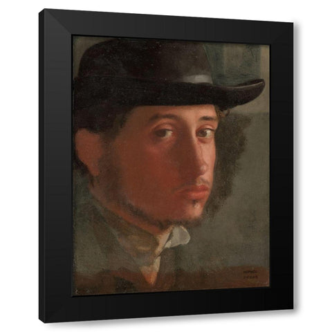 Self-portrait Black Modern Wood Framed Art Print by Degas, Edgar