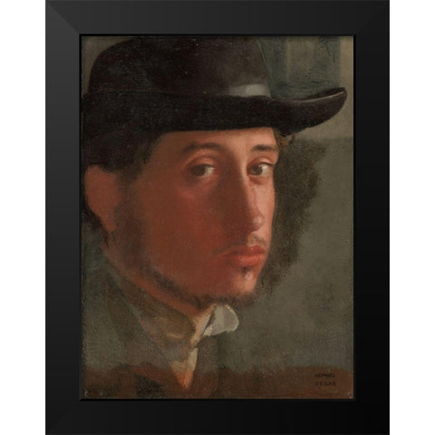 Self-portrait Black Modern Wood Framed Art Print by Degas, Edgar