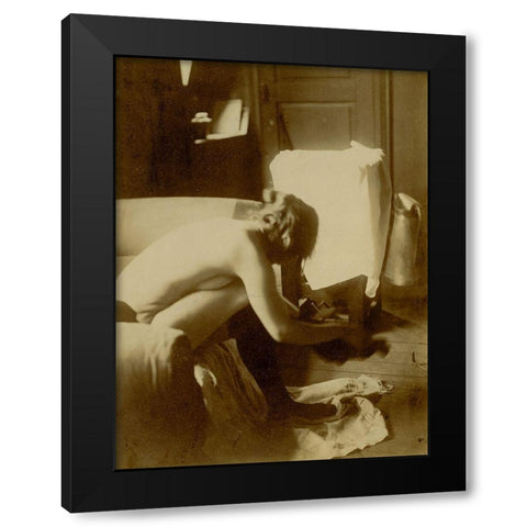 Seated Nude Black Modern Wood Framed Art Print by Degas, Edgar
