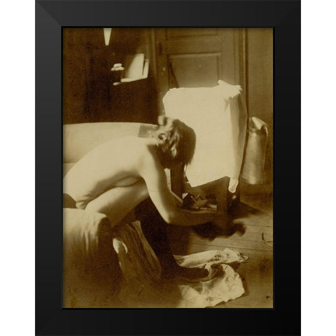 Seated Nude Black Modern Wood Framed Art Print by Degas, Edgar