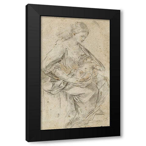 Turbaned Woman Black Modern Wood Framed Art Print with Double Matting by Reni, Guido