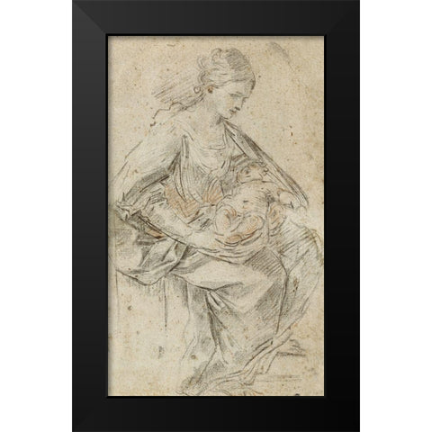 Turbaned Woman Black Modern Wood Framed Art Print by Reni, Guido
