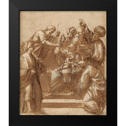 Adoration of the Magi Black Modern Wood Framed Art Print by Ribera, Jusepe de