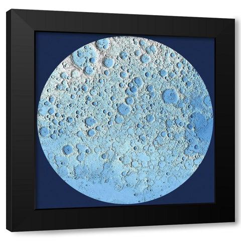 Unmarked Decorative Topographic Map of the Moon, North Pole Black Modern Wood Framed Art Print by United States Geological Survey