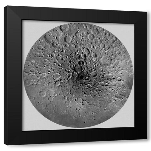 Unmarked Map of the Moon, North Pole Black Modern Wood Framed Art Print with Double Matting by United States Geological Survey