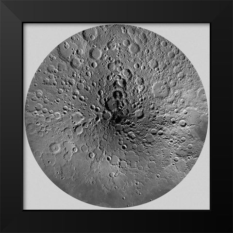 Unmarked Map of the Moon, North Pole Black Modern Wood Framed Art Print by United States Geological Survey
