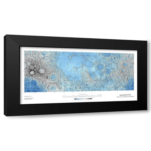 Decorative Topographic Map of the Moon, Projection Black Modern Wood Framed Art Print with Double Matting by United States Geological Survey