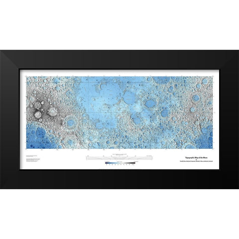 Decorative Topographic Map of the Moon, Projection Black Modern Wood Framed Art Print by United States Geological Survey