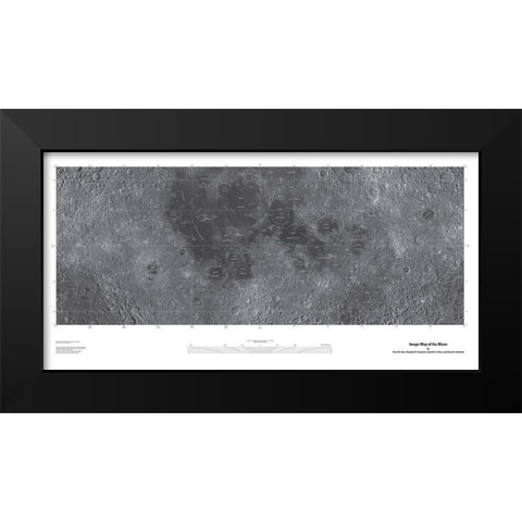 Map of the Moon, Projection Black Modern Wood Framed Art Print by United States Geological Survey