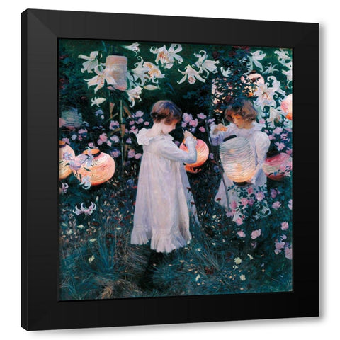 Carnation, Lily, Lily, Rose, 1885 Black Modern Wood Framed Art Print by Sargent, John Singer