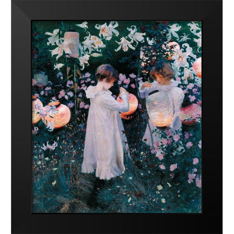 Carnation, Lily, Lily, Rose, 1885 Black Modern Wood Framed Art Print by Sargent, John Singer