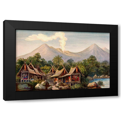 Vulkan Papandajan auf Java Black Modern Wood Framed Art Print with Double Matting by Haeckel, Ernst
