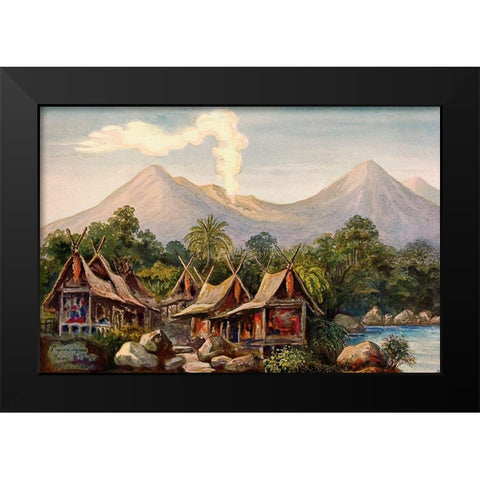 Vulkan Papandajan auf Java Black Modern Wood Framed Art Print by Haeckel, Ernst
